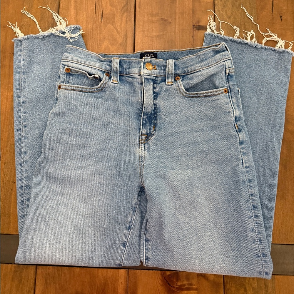 J. Crew High-Rise Straight Jeans in Light Blue Denim